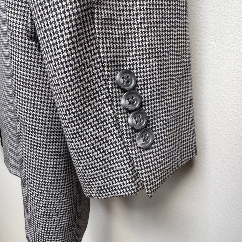 JOS A BANK Mens 46R GORDON Sport Coat Blazer 100% Wool Houndstooth‎ Gray Career - Picture 2 of 11